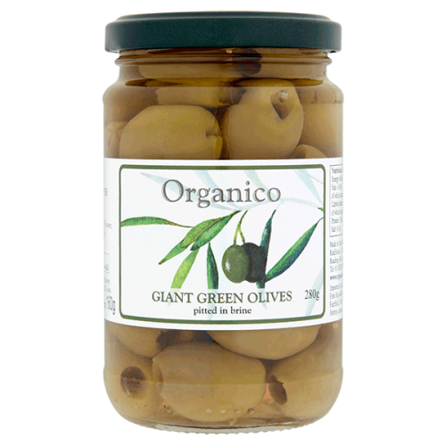 Pitted Giant Green Olives in brine (was "with herbs") 280g