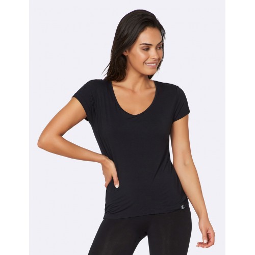 V-Neck T-Shirt W Black M